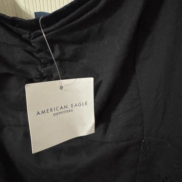 American Eagle Black Babydoll dress, long sleeve with Eyelet Detail Size XL - Picture 2 of 8